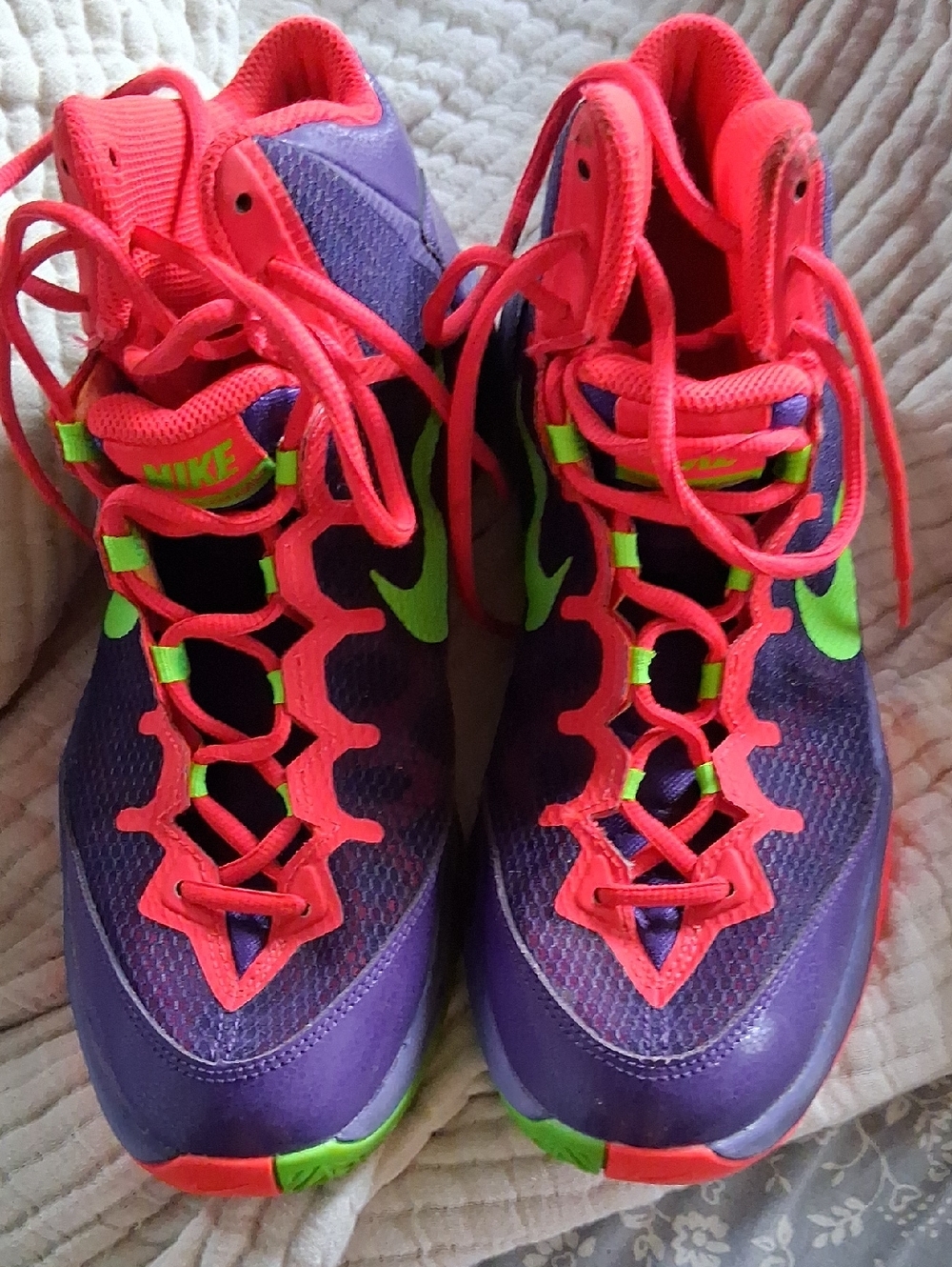 Nike Kids Purple & Hot Pink Sneakers with Neon Green Swoosh